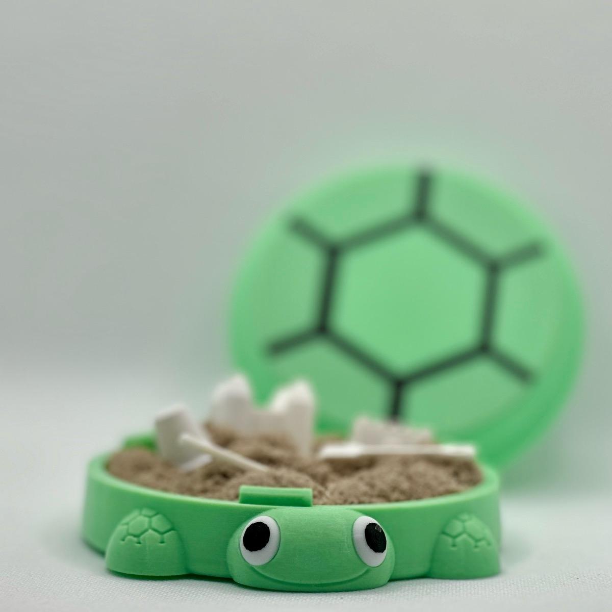 Portable Turtle Sandbox with Kinetic Sand and Tools |  Sensory| 90’s| Desk Stress Releif| Sand Box | Crab | 3D Printed, Desk Decor, Office Decor
