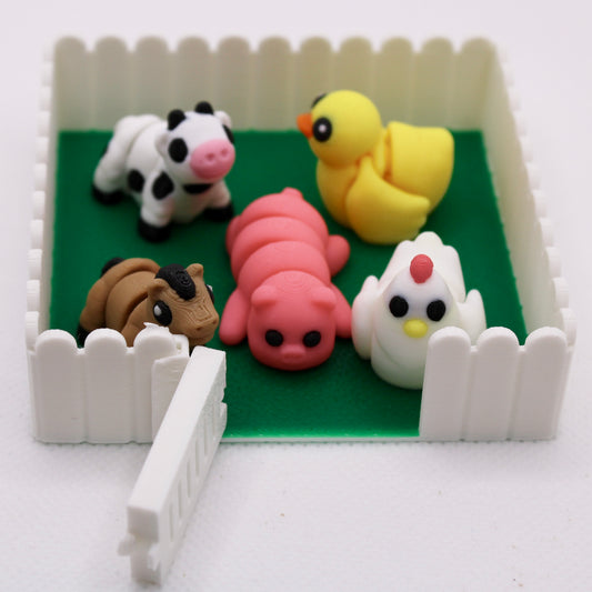 Flexi Farm Animal Bundle - Articulated Set (Horse, Cow, Pig, Duck, Chicken) - 3D Printed with Flexible Joints Decor office trinket desktop ornament Figures