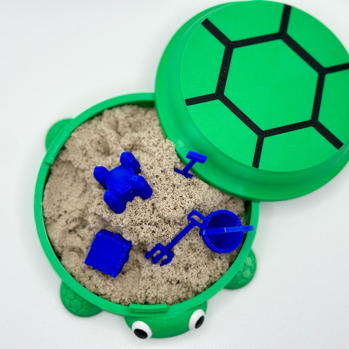 Portable Turtle Sandbox with Kinetic Sand and Tools |  Sensory| 90’s| Desk Stress Releif| Sand Box | Crab | 3D Printed, Desk Decor, Office Decor